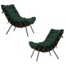 Kit 2 Poltronas Abel Base de Madeira Preto Suede Verde - 1