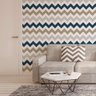 Papel de Parede Chevron Cinza com Azul e Marrom-60x300cm - 1