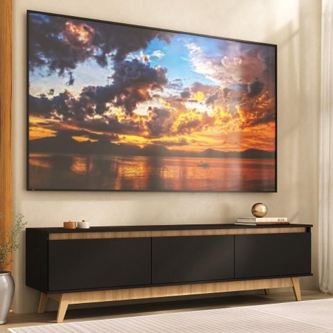 Rack para Tv até 80 Polegadas 180cm 3 Portas Retrô Multimóveis Mp1103