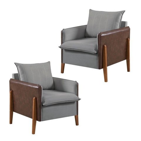 Kit 2 Poltronas Veludo com Pés em Madeira Eucalipto MM25 Martins Estofados