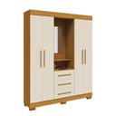 Ver imagem 2 de Guarda-Roupa Solteiro 4 Portas 3 Gavetas Capelinha com Espelho 164cm Espresso Móveis Off White/Cinamomo