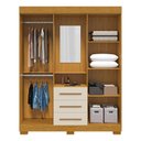 Ver imagem 3 de Guarda-Roupa Solteiro 4 Portas 3 Gavetas Capelinha com Espelho 164cm Espresso Móveis Off White/Cinamomo