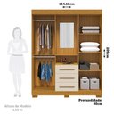 Ver imagem 4 de Guarda-Roupa Solteiro 4 Portas 3 Gavetas Capelinha com Espelho 164cm Espresso Móveis Off White/Cinamomo