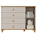 Ver imagem 5 de Cômoda de Bebê com 4 Gavetas 1 Porta Bala de Coco Off White/Nature Expresso Móveis Branco