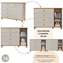 Ver imagem 6 de Cômoda de Bebê com 4 Gavetas 1 Porta Bala de Coco Off White/Nature Expresso Móveis Branco