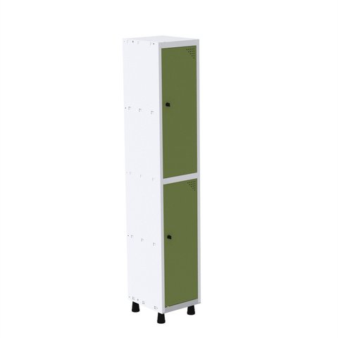 Armário Roupeiro em Aço Mt 1V 2 Portas - Pitão Verde/Branco/Miró