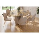 Ver imagem 1 de Mesa Sala Jantar Tokyo + 6 Cadeiras Lizy Off White DJ Móveis
