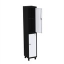 Ver imagem 3 de Armário Roupeiro em Aço Mt 1V 2 Portas - Pitão Branco/Preto