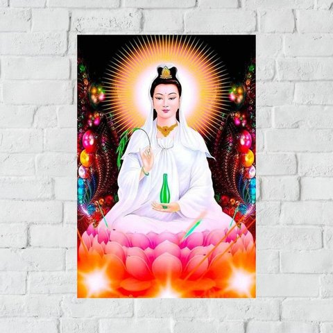 Placa Decorativa Mdf Kuan Yin Tamanho 20x27cm Modelo 2a