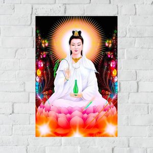 Placa Decorativa MDF Kuan Yin Tamanho 20x27cm Modelo 2a