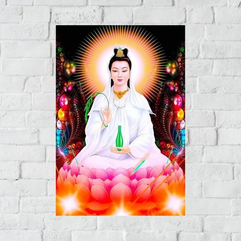 Placa Decorativa MDF Kuan Yin Tamanho 20x27cm Modelo 2a