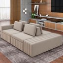 Ver imagem 6 de Sofá Ilha e Puff Sala Living 265cm Siesta M22 Veludo Bege - Mpozenato