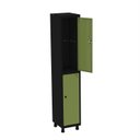 Ver imagem 3 de Armário Roupeiro em Aço Mt 1V 2 Portas - Pitão Verde/Preto/Miró