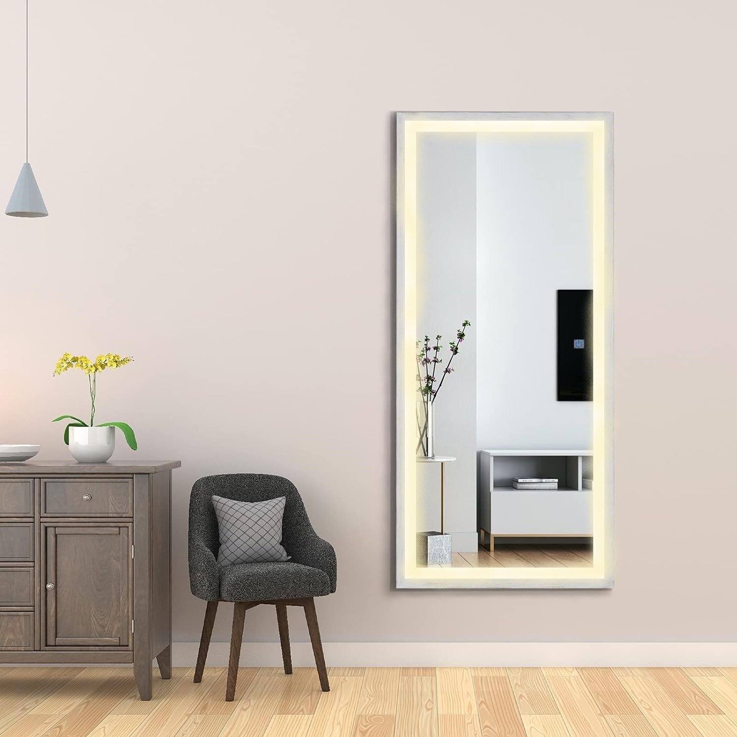 Ver imagem 1 de Espelho Jateado Iluminado com Led Quente e Touch 180x80cm Vertical