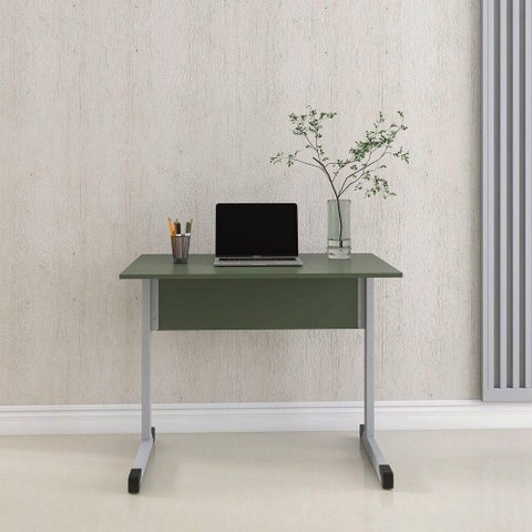 Mesa de Escritório Reta M90 P15 Tubular MDF-MDP 90cm Sálvia-Cinza Pandin Móveis