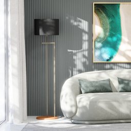 Luminária Abajur de Chão Indústrial Salone Champanhe com Cúpula Preta - 2