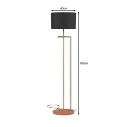 Luminária Abajur de Chão Indústrial Salone Champanhe com Cúpula Preta - 6