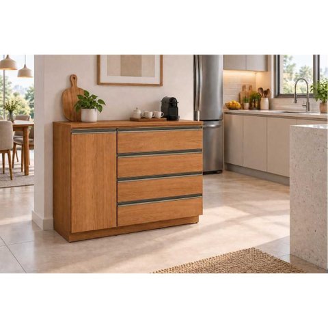 Gabinete Cozinha Modulado Liga 1 Porta 4GAV 120cm Canela Kappesberg
