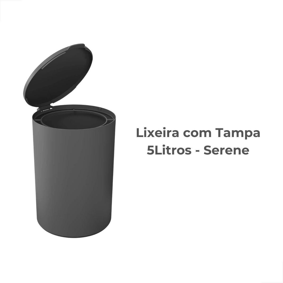 Lixeira para Banheiro com Tampa 5 Litros Coza Serene Chumbo - 2