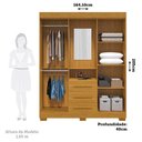 Ver imagem 4 de Guarda-Roupa Solteiro 4 Portas 3 Gavetas Capelinha com Espelho 164cm Espresso Móveis Marrom/Cinamomo