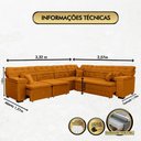 Ver imagem 7 de Sofá Magno 3.32x2.57m de Canto, Retrátil e Reclinável - Terra