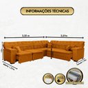 Ver imagem 5 de Sofá Magno 3.32x2.57m de Canto, Retrátil e Reclinável - Terra