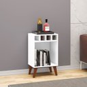 Ver imagem 1 de Mesa de Apoio Lateral com Adega 43 X 71 Cm Nicho Pés Retrô Mdp Branco - Clicklar