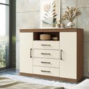 Ver imagem 5 de Kit Guarda Roupa 6 Portas Espelho e Cômoda Jack Jatoba Areia