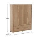 Ver imagem 4 de Guarda Roupa 4 Portas/gavetas Madeira Maciça Natural Marrom