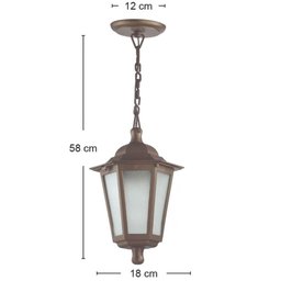 Kit 2 Luminárias de Teto Gregas Pendentes Coloniais Marrom com Lente Fosca Dital - 5