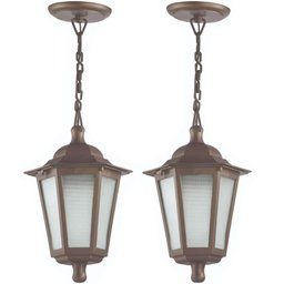 Kit 2 Luminárias de Teto Gregas Pendentes Coloniais Marrom com Lente Fosca Dital - 1