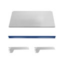Ver imagem 4 de Kit 3 Bandejas Prateleiras 40x91 Para Gôndolas New Plus Com Porta Etiquetas Azul - SA Gôndolas