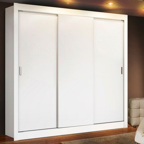 Guarda-Roupa Casal Madesa Mônaco 3 Portas de Correr Branco Cor:Branco