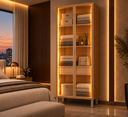 Ver imagem 1 de Cristaleira Intenza com 2 Portas Vidro Gaveta e LED Interno Roupeiro Closet Modulado Vidro:Freijo