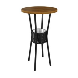 Conjunto Bistrô Bar Ripado 1 Mesa Tampo Madeira Maciça Redondo 3 Banquetas Madri - 4