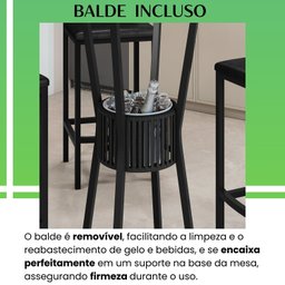Conjunto Bistrô Bar Ripado 1 Mesa Tampo Madeira Maciça Redondo 3 Banquetas Madri - 10