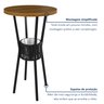 Conjunto Bistrô Bar Ripado 1 Mesa Tampo Madeira Maciça Redondo 3 Banquetas Madri - 8