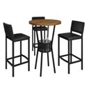 Ver imagem 2 de Conjunto Mesa Bistrô e 3 Banquetas Tampo de Madeira Maciça Madri Nature Preto/Nature