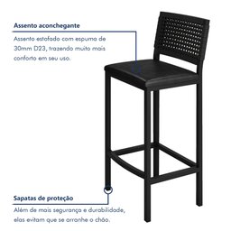 Conjunto Bistrô Bar Ripado 1 Mesa Tampo Madeira Maciça Redondo 3 Banquetas Madri - 12