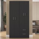 Ver imagem 1 de Guarda-roupa Solteiro Panamá 4 Portas 2 Gavetas Preto - Fellicci