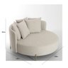 Chaise Sofá Redonda Modelo Almeria Tecido Linho Pés Aço Dourado Fosco - 4