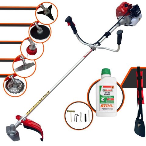 Roçadeira Profissional Kawashima Bcj620l C/ Carretel + 4 Lâminas de Cortes + Óleo Stihl 2t