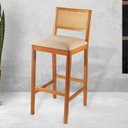 Ver imagem 2 de Kit 2 Banquetas Rattan com Pés em Madeira Maciça Ariel Cinamomo