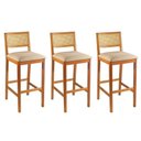 Ver imagem 1 de Kit 3 Banquetas Rattan com Pés em Madeira Maciça Ariel Cinamomo