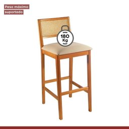 Kit 3 Banquetas Rattan com Pés em Madeira Maciça Ariel - 6