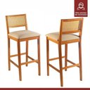 Ver imagem 7 de Kit 3 Banquetas Rattan com Pés em Madeira Maciça Ariel Cinamomo