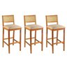 Kit 3 Banquetas Rattan com Pés em Madeira Maciça Ariel - 1