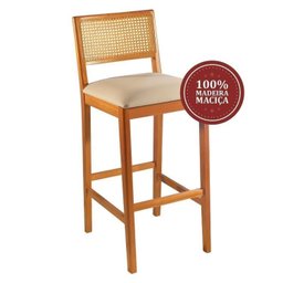 Kit 3 Banquetas Rattan com Pés em Madeira Maciça Ariel - 10