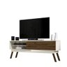 Rack Francis 1.80 cm Bancada p/ Sala TV 75" Ripado Pés Palito Off White/ Savana - 1