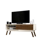 Ver imagem 1 de Rack Francis 1.80 Cm Bancada P/ Sala Tv 75" Ripado Pés Palito Off White/ Savana